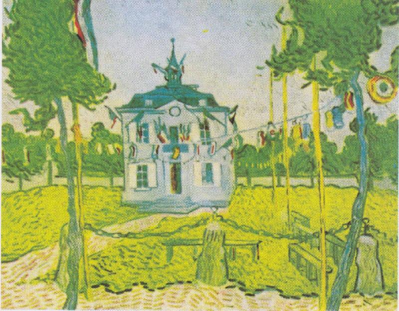 Vincent Van Gogh The town hall in Auvers on 14 July 1890 china oil painting image